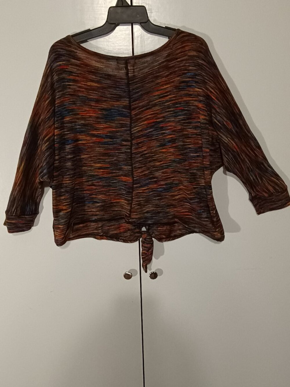 Studio JPR Multicolor Space Dye Tie Front Top Women’s XL 3/4 Sleeve Lightweight - Picture 3 of 6